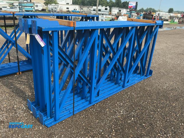 Lot 2-30588 - (7) New Unarco 54"x10' Tall Steel Heavy Duty Structural Pallet Racking Uprights, bolt together style...