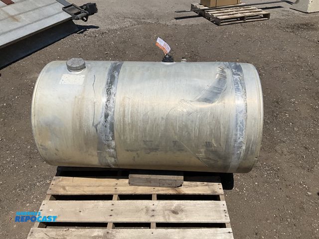 Lot 2-44096 - Aluminum fuel tank 26”D x 46”L, scattered dents, used
