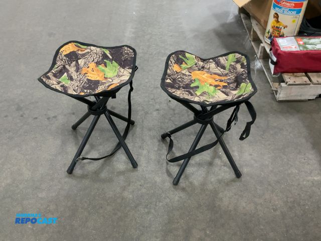 Lot 2-11215 - Lot of (2) Folding Director Stools, Camo Print, with carry strap