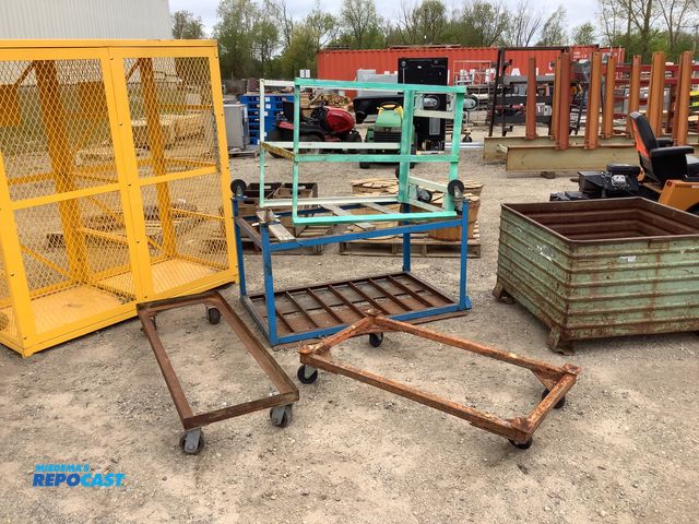 Lot 2-35380 - 4 Metal industrial carts on wheels, (sizes: 19”x56.5”, 24”x45”, 28”x30.5”x46”H, 36”x48”x32.5”H)