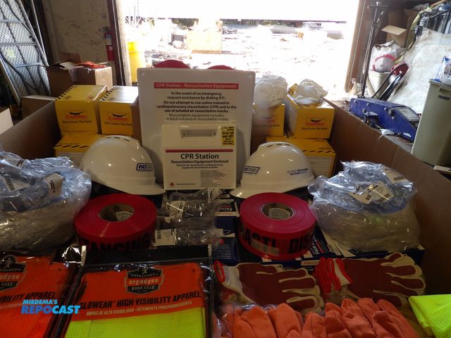 Lot 2-53301 - new Pullet/Gaylord overstock Safety Products Hard Hats, Gloves, safety vest, glasses, boot cover's, ...