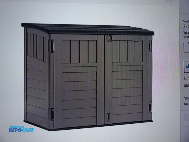Lot 2-58323 - New Suncast Outdoor Storage Shed
34 cu ft gray 49" l X 2-1/4 n D x 43-1/2H Horizontal, Pad- Lockable...