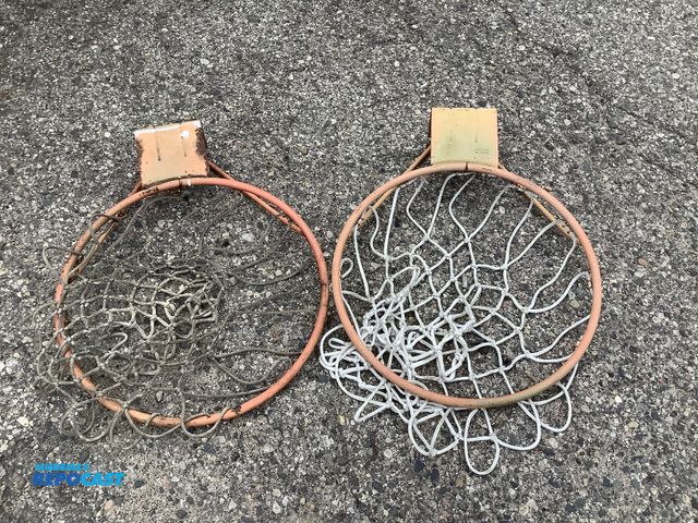 Lot 2-34857 - 2 Basketball rims with nets, 19” diameter for both