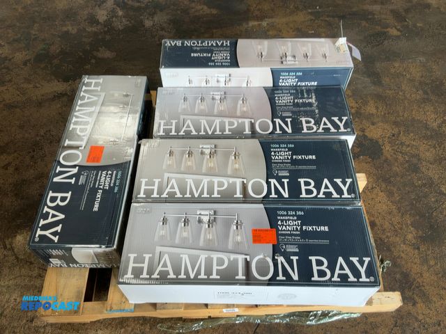 Lot 2-20649 - (5) Hampton Bay Wakefield 4-Light Vanity Fixtures, Chrome Finish with Clear Glass Shades, 31"x9.5"x6...