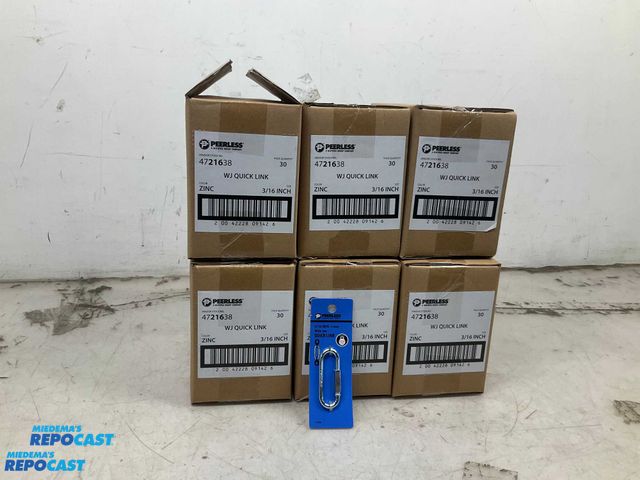 Lot 2-92497 - Lot of (180) Peerless 3/16” Extra Wide Quick Chain Repair Links, 6 Boxes of 30