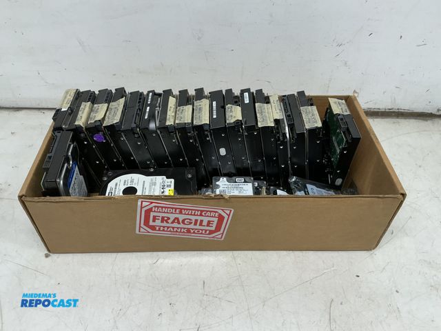 Lot 2-61786 - Box of Hard Drives - sizes from 250gb to 600gb,