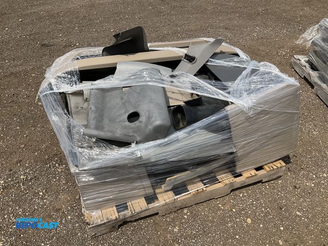 Lot 2-11080 - Skid of semi truck interior parts including overhead cabinets, trim, interior door panels and more, ...