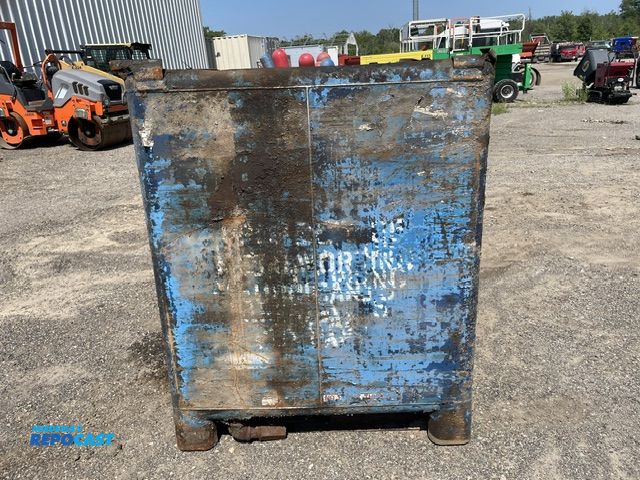 Lot 2-72765 - Used steel waste oil container with drain valve.(stuck in open position). 48'' x 41'' x 51'' tall.