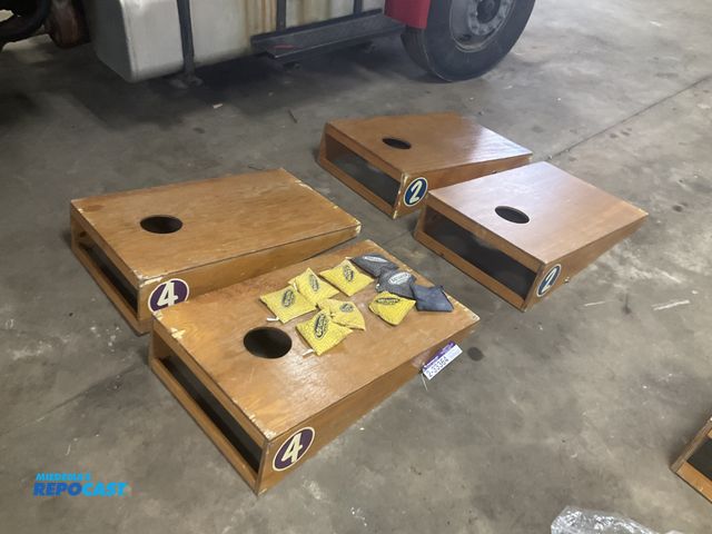 Lot 2-33364 - (2) sets or wood cornhole boards and (9) bean bags, used