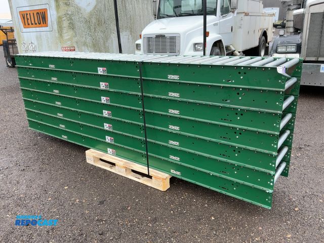 Lot 2-33073 - (7) 12’ Sections of Gravity Roller Conveyor, were used with belt conveyor system, appprox 21.5” wide...