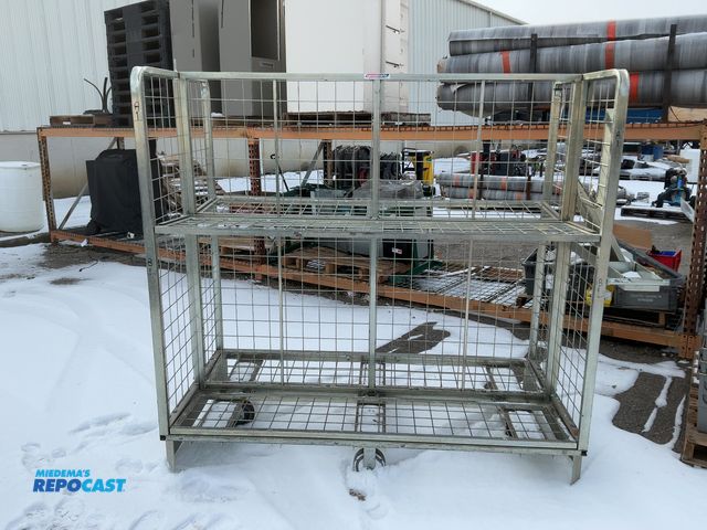 Lot 2-19618 - Industrial Metal Wire Cart on Wheels Approximately 68” x 69” x 34”