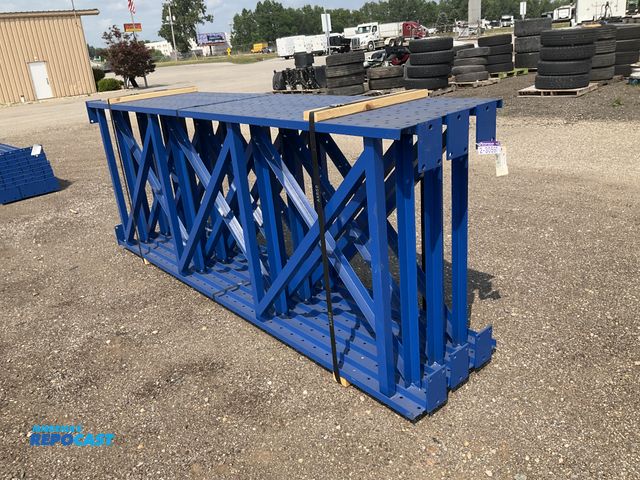 Lot 2-30597 - (7) New Unarco 48” x 11’ Tall Steel Heavy Duty Structural Pallet Racking Uprights, bolt together sty...