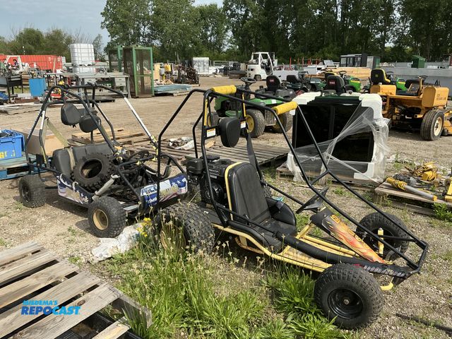 Lot 2-33301 - (2) go carts black one 2 seater just for parts yellow one is a one seater runs and operates
