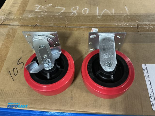 Lot 2-22071 - Lot of (8) Swivel and (8) Rigid New 6"x2" Urethane Casters, Swivels Have Brakes, Roller Bearings, 90...