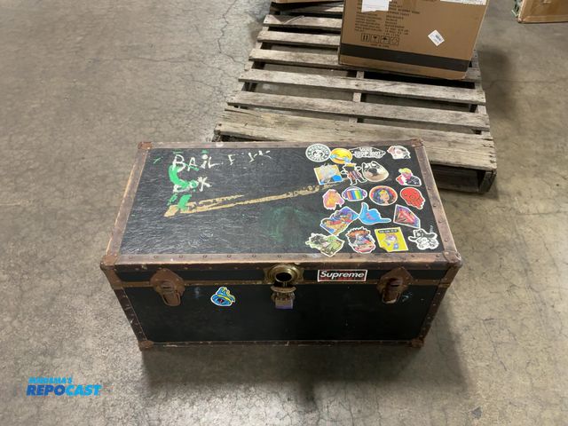 Lot 2-96520 - Storage Chest with Assorted Stickers, 30.75”w x 16.75”d x 15.25”h