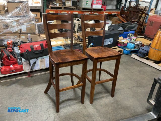 Lot 2-11168 - (2) Stained Wooden Bar Stools