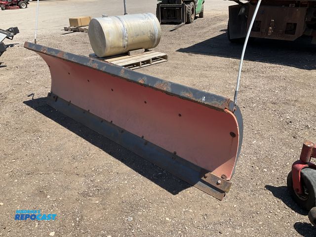 Lot 2-44097 - Boss 8’ straight blade snowplow, poly face, bolted on metal cutting edge. Spring trip, hydraulic ang...