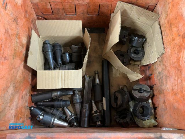 Lot 2-30564 - Poly Tote of Assorted Industrial Tooling, includes tapered tool holders, insert cutter heads, and mo...