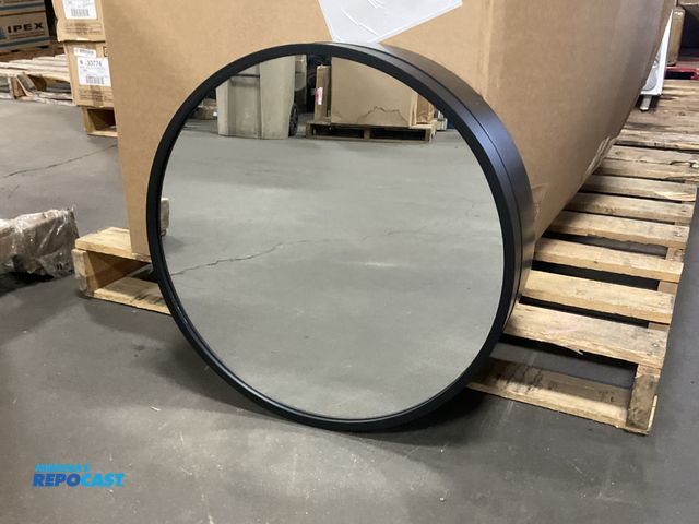 Lot 2-96278 - Metal Round medicine cabinet mirror with shelf vanity mirror black