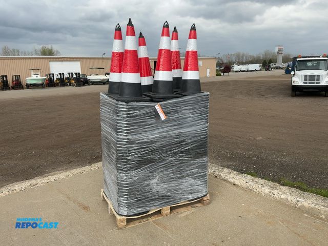 Lot 2-43680 - Approx. (250) New SDLANCH Black Traffic Cones with Reflective Tape, approx. 15-1/4”x15-1/4” base and...