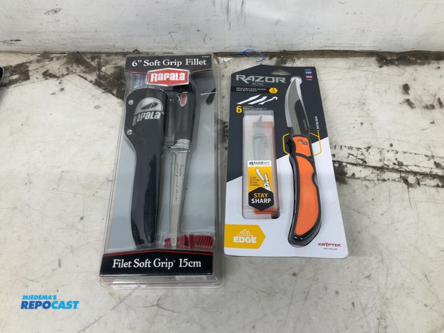 Lot 2-96395 - Lot of (2) Knives: (1) 6” soft grip fillet, and (1) razor bone knife