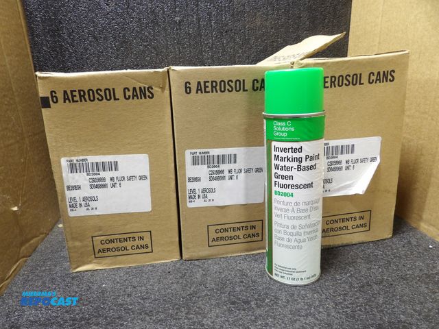 Lot 2-51008 - lot of 18 new fluorescent safety green spray paint, 17oz each, 3 cases with 6 each