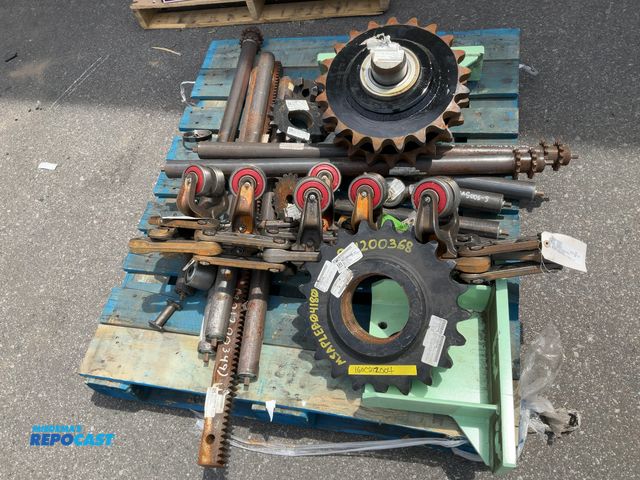 Lot 2-75933 - Industrial conveyor system, components, large, brackets, and roller assemblies