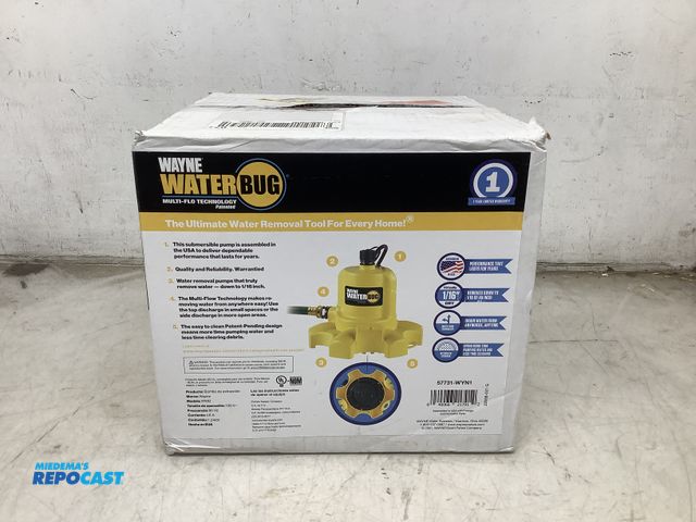 Lot 2-79871 - Wayne Water Bug Water Removal Pump - 1/6 HP - Removes 1350 Gallons Per Hour (tested, powers on)