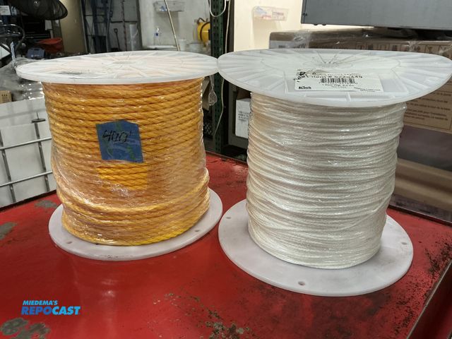 Lot 2-19428 - 1 Roll of 1/8”x2000ft Nylon Rope and 1 Roll 3/8”x400ft Twisted Poly Rope