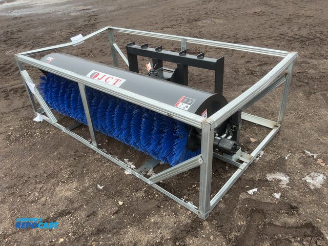 Lot 2-42204 - New JCT 72” Hydraulic Broom Skid Steer Attachment, Universal Quick Attach, Manual Angle, approx. 66”...