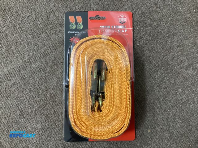 Lot 2-92912 - New Tow Strap. 3 Ton towing capacity, locking hooks on each end.