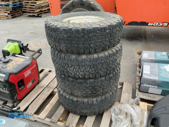 Lot 2-96084 - Lot of (4) tires BFGoodrich All-Terrain LT265/75R16 with 8 lug rims