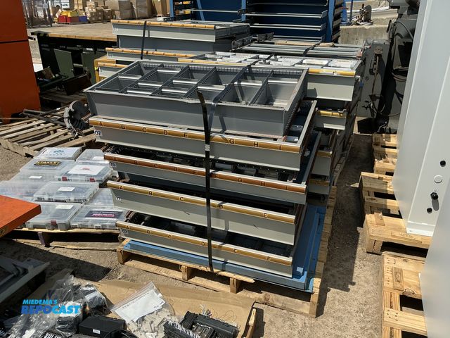 Lot 2-28687 - Skid of metal sliding drawers used for storing small pieces, drawer size (all around): 37.5”x20”x5”H