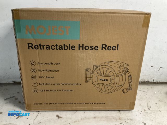 Lot 2-60376 - New (1) Brand New Mojest Brand 1/2” retractable ABS material garden hose reel, with any length lock,...