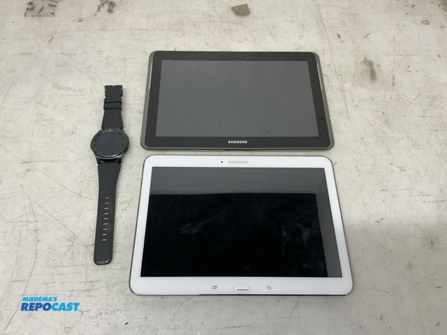 Lot 2-93363 - Lot of (3) 2- Samsung Tablets, and 1- Samsung Gear S3 Frontier Watch with Stainless Steel Case