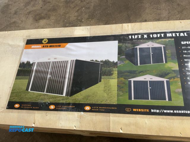 Lot 2-40586 - New ATS Power 11'x19' Metal Garage Shed with Double Front Doors, Model ATS-MS1119, 139" Wide x 233" ...