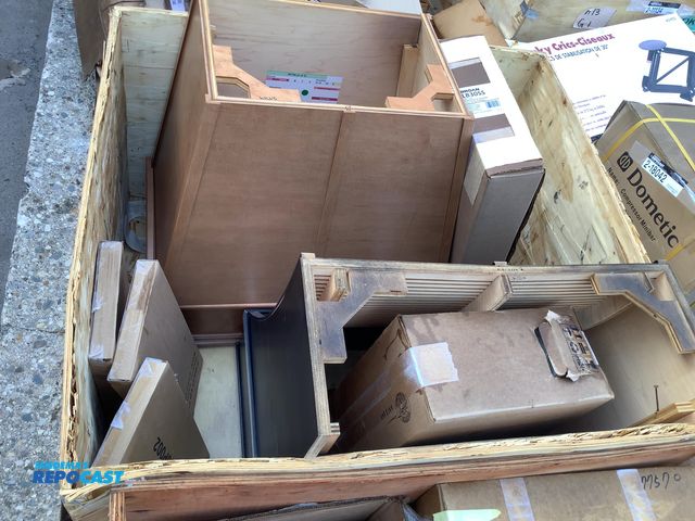 Lot 2-18785 - Crate of (2) Wooden range hoods- maple, (3) grates-295D1079G003, 30” liner-LB30SS, and stainless ste...