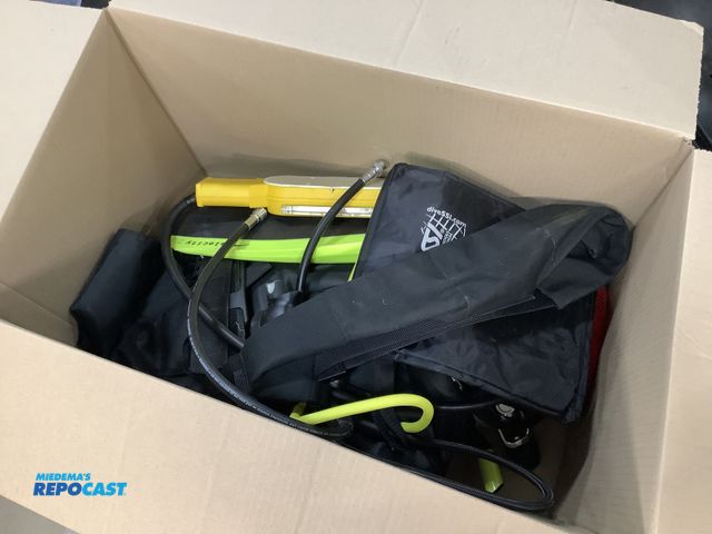 Lot 2-75576 - Lot of various scuba diving equipment including a scuba diving pack, diving fins, net bags, snorkels...