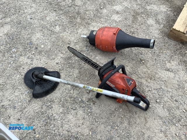 Lot 2-35253 - Lot of (3) including echo brush cutter attachment, echo 15” chainsaw CS-3510, and echo blower attach...