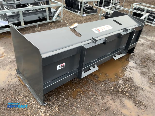 Lot 2-42219 - New JCT 84” Snow Pusher Box Blade Skid Steer Attachment, Universal Quick Attach, Welded on Metal Sho...