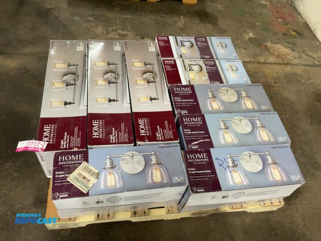 Lot 2-20445 - Lot of Home Decorators Collection Evelyn Light Fixtures, Brushed Nickel Finish with Clear Glass Shad...
