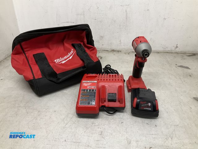 Lot 2-25867 - Milwaukee 3650-21P M18 compact brushless 1/4” impact driver kit with 2.0 AH battery pack