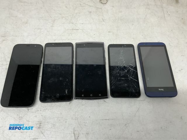 Lot 2-93366 - Lot of (5) Phones Including Brands of BLU, Alcatel, UMX, TCL, and hTC, Customer Said they all Power ...