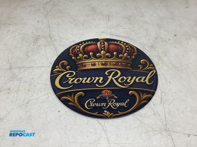 Lot 2-75389 - Crown Royal circular metal tin sign approx. 8”