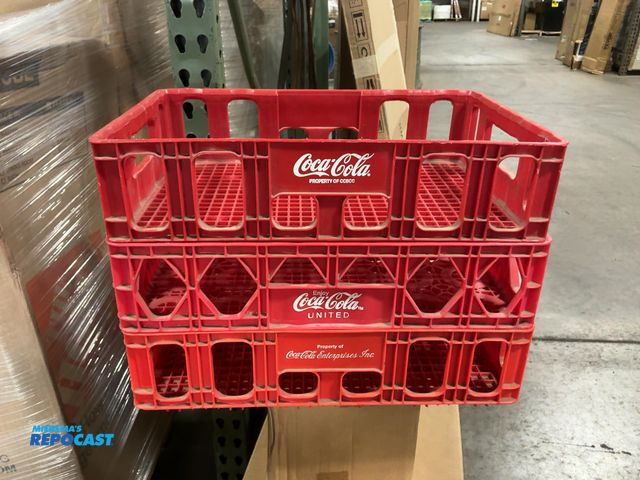 Lot 2-96527 - (3) 18.25”w x 12”d x 4.25”h Stackable Coca-Cola Crates