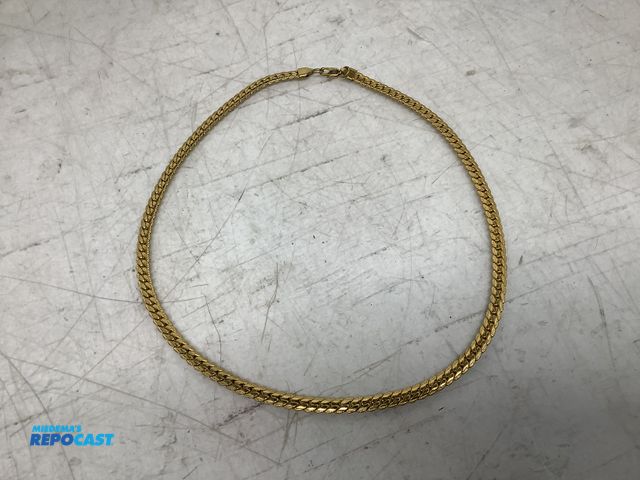 Lot 2-74148 - New Gold-plated herringbone chain necklace, flat woven design