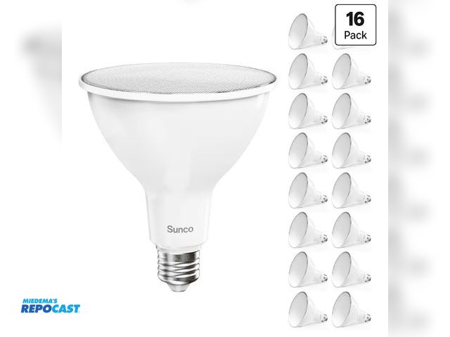 Lot 2-10675 - (16) Pack Outdoor Flood Light Bulb, Waterproof PAR38 LED, Patio Driveway, 5000K Daylight Dimmable, 1...