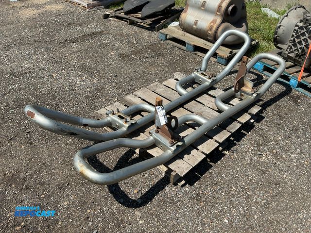 Lot 2-11817 - (2) Used Front Brush Guards for Semi Trucks, both bent, one has brackets to slide into tow hook spot...