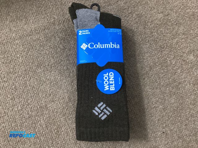 Lot 2-92911 - New New Columbia Crew Socks. Brown/medium gray. Wool Blend. 2 pair men’s size 6-12