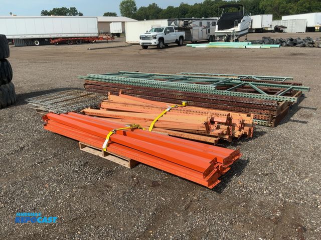 Lot 2-30364 - Lot of Assorted Pallet Racking, includes (4) 4' deep x 12' tall teardrop uprights (two are dented/be...